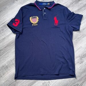 Polo Ralph Lauren Men’s L Big Pony USA Flag Crest Navy classic fit